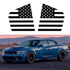 Zhizhong Rear Side Quarter Window Decal,Matte Black American Flag Vinyl Sticker Fit for Compatible with Dodge Charger 2011-2022