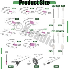 Keadic 69Pcs Rotary Tool Accessories Contains Wool Felt Mounted Mandrel Grinding Bits, Sanding Grinding Stone Drill with 1/8” Shank and Wire Brush Wheel Cup Brush for Polishing, Deburring