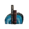 AMOYSTONE Teal Agate Geode Bookends, Unique Natural Crystal Book Holder
