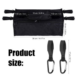 NQEUEPN Stroller Organizer for Wonderfold / Jeep Wagon, Anti-Slip Stroller Organizer with Cup Holder 2 Zippered Pockets Adjustable Straps and Hooks for Stroller Accessories