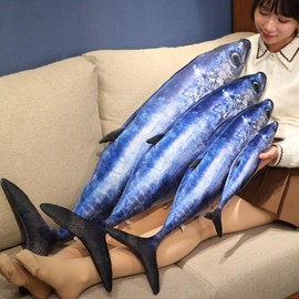 OUKEYI Soft Fish Cushion Pillow,Simulation tunas Plush Pillow Stuffed Toy Throw Pillow for Home Decoration Gift Kids Pillow Stuffed Animal Toy (23.6inch/ 60cm)