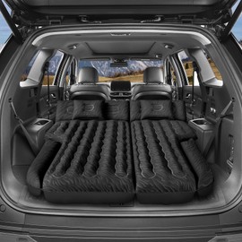 DikaSun Inflatable SUV Air Mattress: Double-Sided Flocking Car Mattresses for Back SUV, Travel Camping SUV Sleeping Bed Mattress with Air Pump 2 Pillows