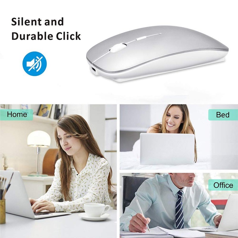 YOMYM Mouse inalámbrico Bluetooth, 2.4GHz Mouse Óptico Inalámbrico con 2400