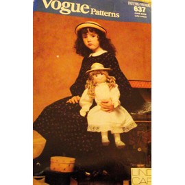 Vogue 637 or 7290 Vintage Rag Doll Pattern 20" with Clothes, Old Fashion Victorian Style Pin Tuck Front Dress Linda Carr