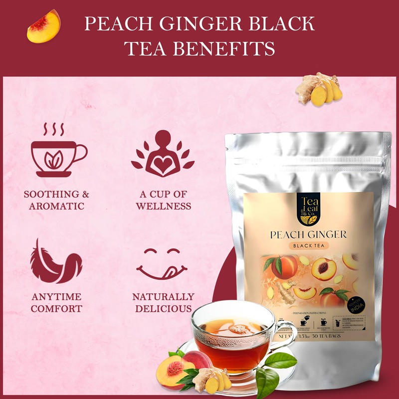 Tealeaf & Co. Peach Ginger Tea Blended with Organic Spices
