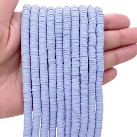 QiQnHngD 10 Strands Clay Bead, Heishi Beads for Bracelet Stack, Earth Tone Clay Beads for Adults, Flat Clay Beads Kit for Friendship Bracelets, Neutral Clay Beads Bracelet Making Kit(Lavender)