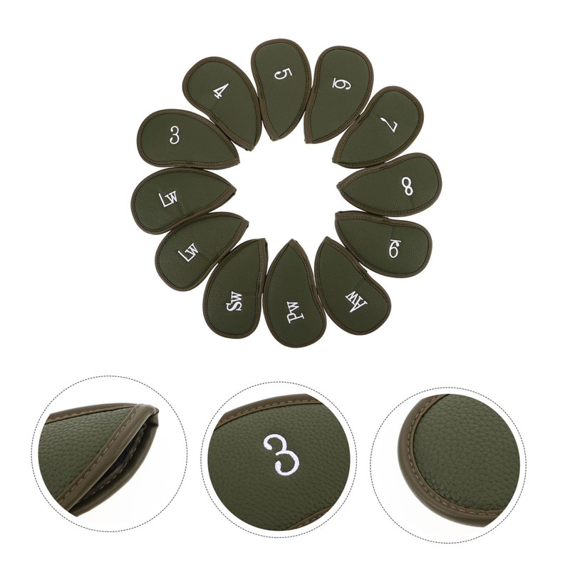 BIUDECO 12pcs Golf Iron Headcovers Thick PU Leather Club Protectors