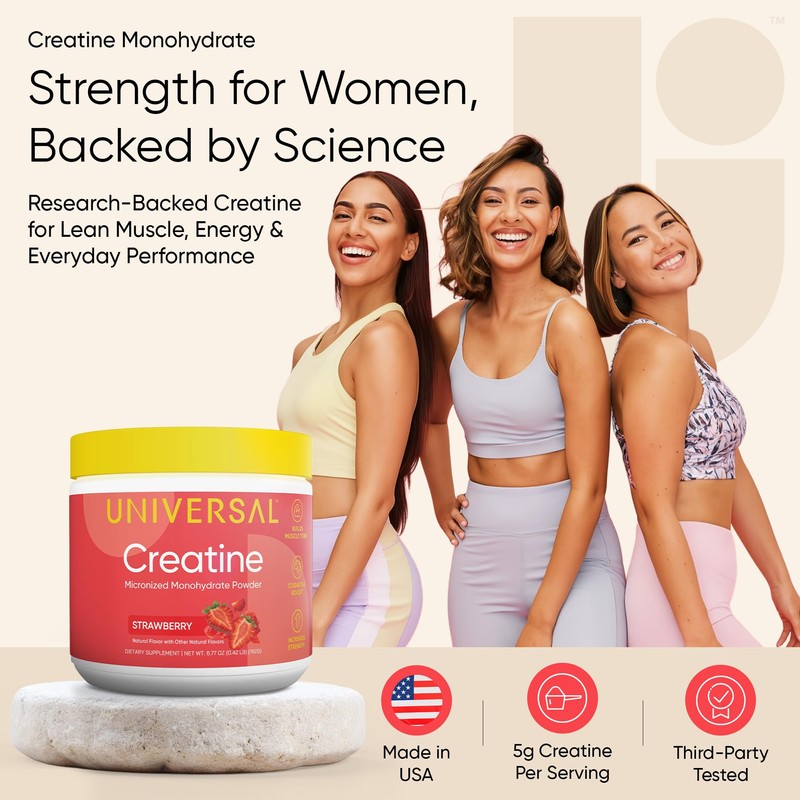 Universal U Creatine Monohydrate for Women - Flavored Creatine Powder,