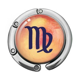 KANGYUSO Virgo Foldable Purse Hook, Zodiac Sign Handbag Hanger, Women's Bag Hanger Hook, Round Purse Table Hook, Virgo Gifts for Girls Women, Funny Desk Hook Gifts for Horoscope Astrology Lovers