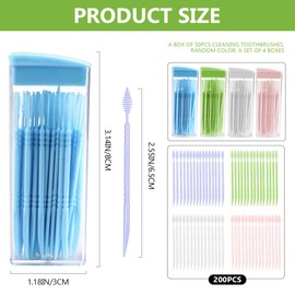 UPIQNG Plastic Toothpicks Disposable Interproximal Brush Sturdy Double-Ended Dental Pick Oral Hygiene Cleaner Tooth Cleaning Tool 200Pcs Random Color