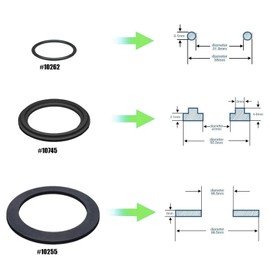 Strainer Washer and Ring Kit (6 pcs) - 10745, 10262 and 10255,25076RP 1-1/2 in Washer and Ring Kit for Pool Plunger Valves, black.