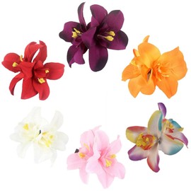 SIRLOMU Pack of 6 Hawaii Double Orchid Clips, Flower Clips for Women and Girls, Children's Jewellery, Women Party Styling Needles for Wedding and Holiday, Artificial Flowers (Colourful)