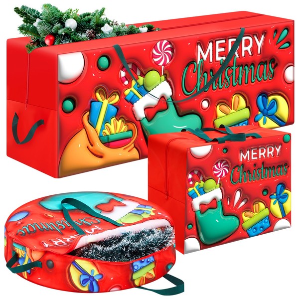 Yoojahow 3 Pcs Christmas Tree Storage Bag Christmas Wreath Storage