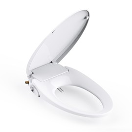 Toilet Bidet Seat Elongated, Non-Electric Bidet Seat, Swash Seat with Adjustable Water and Dual Nozzle System for Bathroom, Easy Installation, White Bidet Attachment