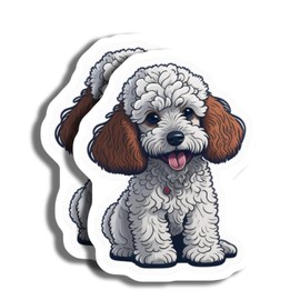 Cute Poodle Puppy Sticker - Dog Lover Gift - Adorable Pet Decal - Vinyl Sticker for Laptop - Car - Water Bottle - Animal Art - AAS0625