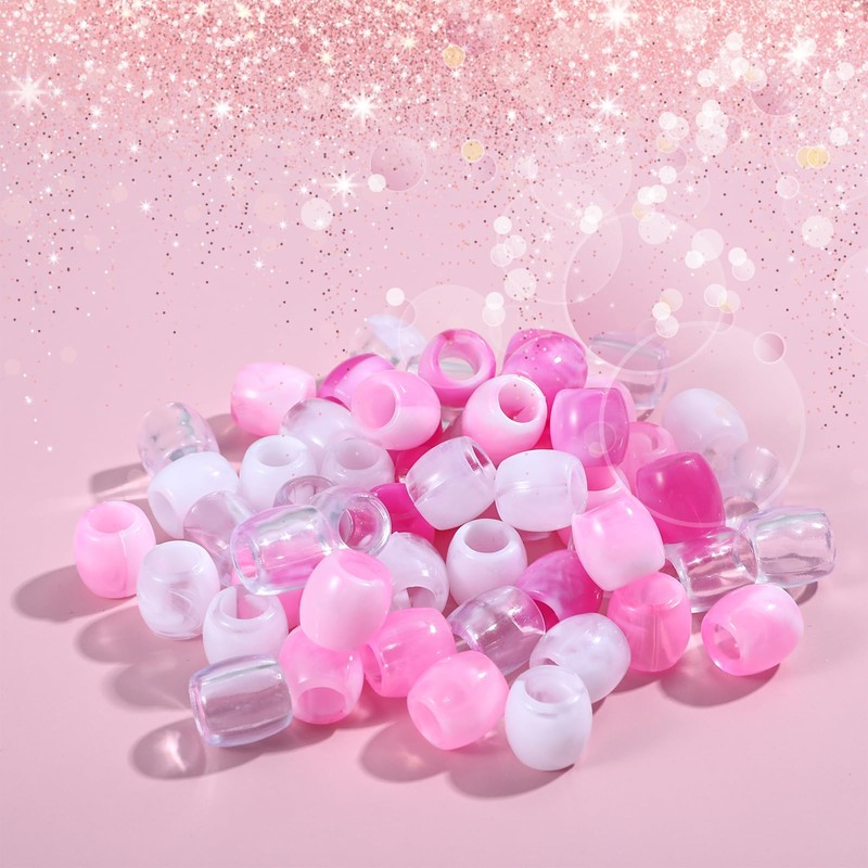 Ymapinc 60pcs Dreadlock Beads for Hair Braids, Pink Pony Beads