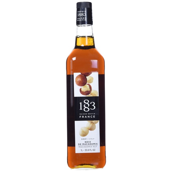 1883 Maison Routin - Macadamia Nut Syrup - Made in France - Glass Bottle | 1 Liter (33.8 ounces)