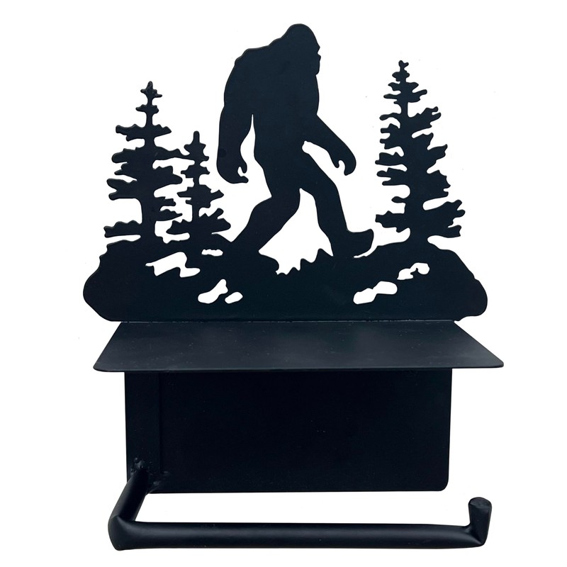 Bigfoot Sasquatch Metal Toilet Paper Holder with Phone Shelf -