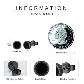 Black Stud Earrings 925 Sterling Silver Mens Womens Black Onyx Earrings Hypoallergenic Pierced Black Earrings Studs Christmas Jewellery Gifts