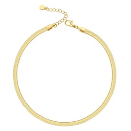 Tadipri Gold Choker Elegant Chain Made of Stainless Steel Adjustable Length 39/34 cm, 3 mm Snake Chain Men & Women Couple Jewellery Blade Chain Practical Design and Durable