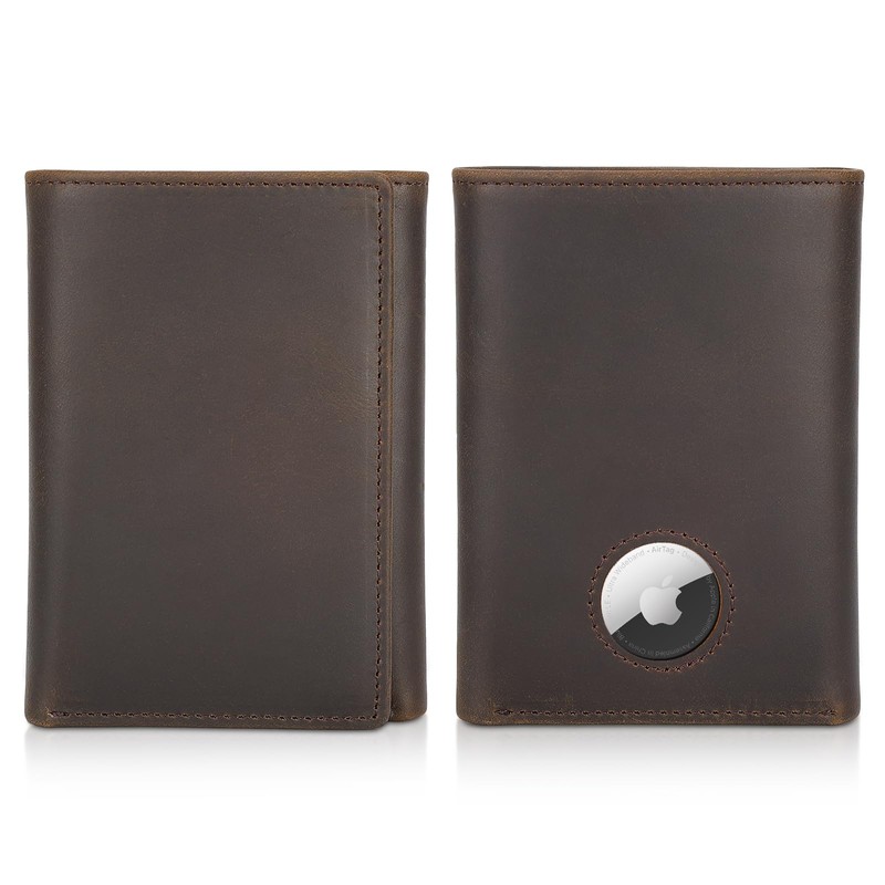 Polare Full Grain Leather Trifold Wallet with AirTag Slot RFID