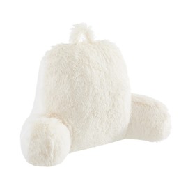 Urban Lifestyle Decorative and Supportive Backrest Reading Bed Pillow, Ultra Soft Long Hair Faux Fur Reverse to Mink Fabric, Ivory
