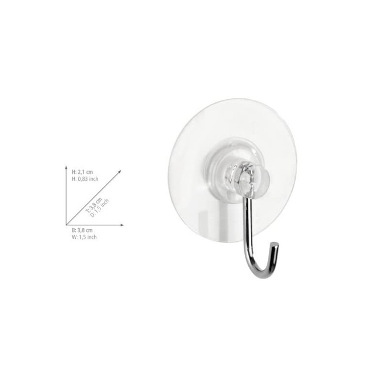 WENKO Static-Loc Nickel Hooks Round Transparent, Fixing No Drilling, Set