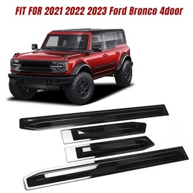 Door Sill Protector fits Bronco 4 Door 2021+, Black Rubber Door Sill Guard Kit, Door Entry Edge Threshold Protection Against Scratch Slip, Direct Sticker Door Sill Decor, 4PCS