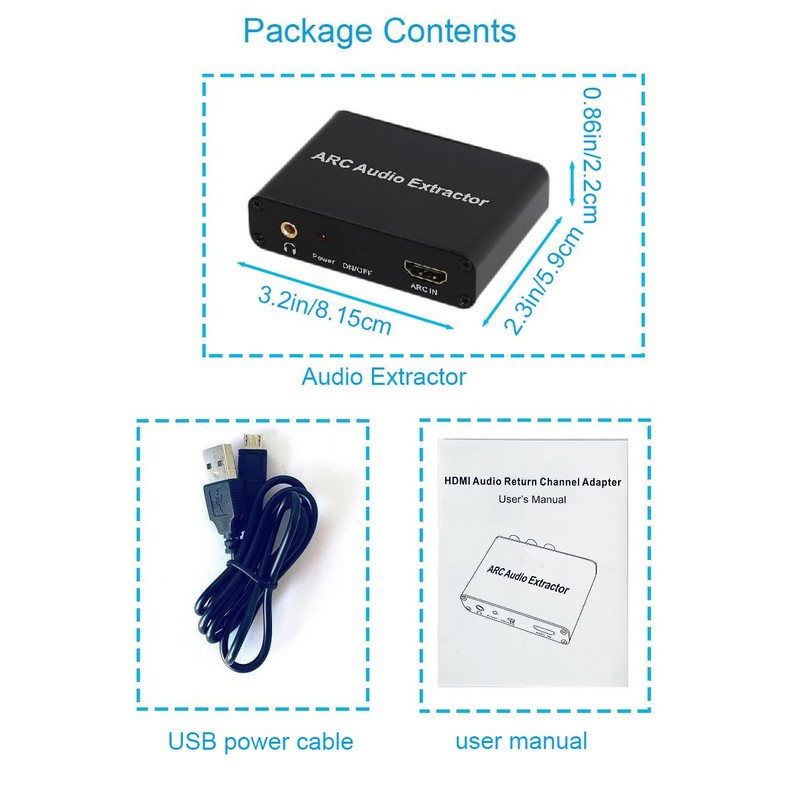 Wilxisum HDMI Arc Audio Extractor, ARC to RCA+Optical+3.5mm+Coaxial Converter/Adapter, RCA,3.5mm