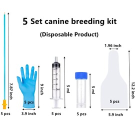 5 Set AI Artificial Insemination Dog Breeding Kit, Canine Breeding Kit, Disposable Canine Artificial Insemination, Dog Insemination Breeder Kit, Canine Breeding Supplies for Large Breeds (7.87 inch)S