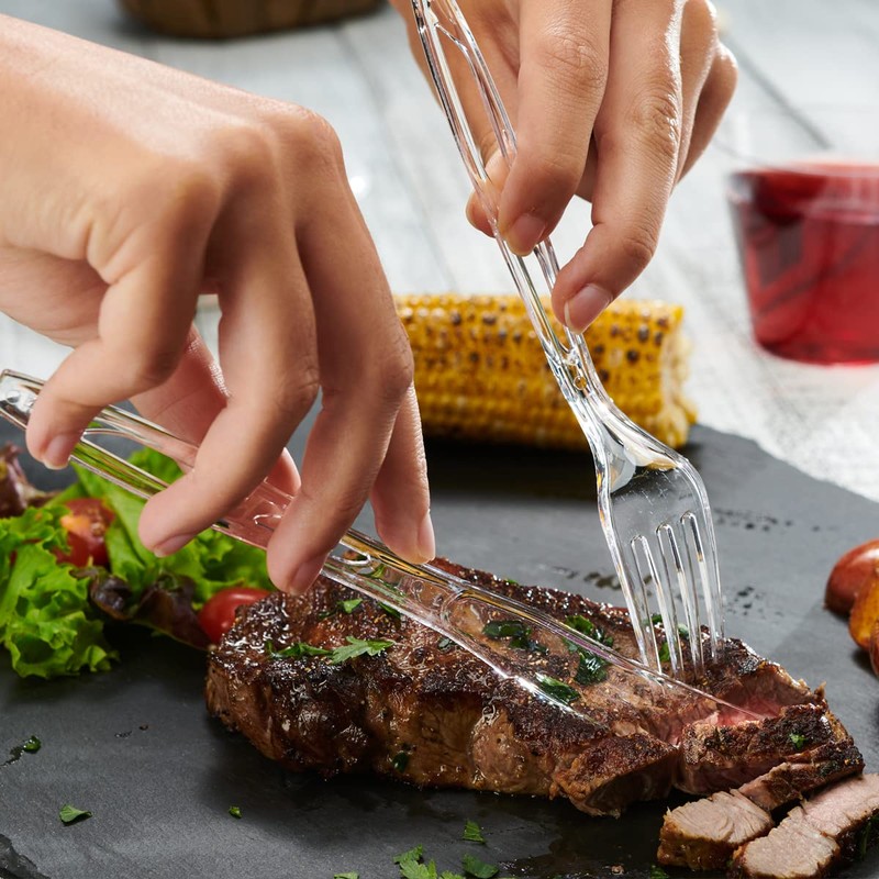 Comfy Package, [50 Count] Premium Heavyweight Disposable Clear Plastic Forks