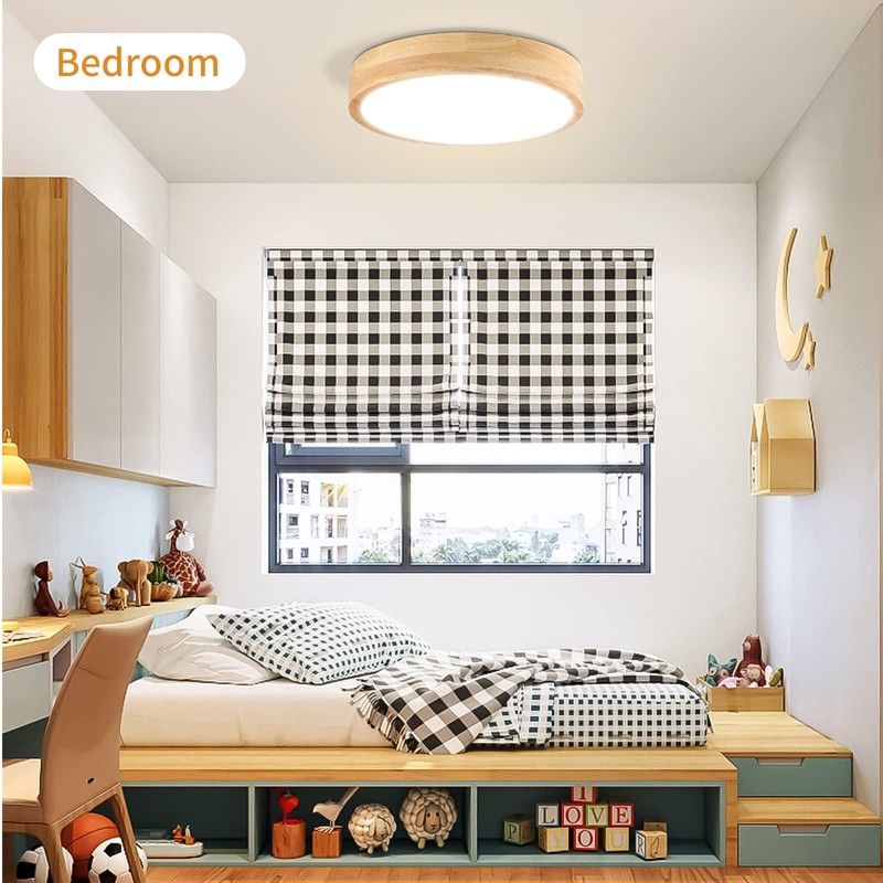 Led Ceiling Light Flush Mount: 12 Inch 24W Wood Bedroom