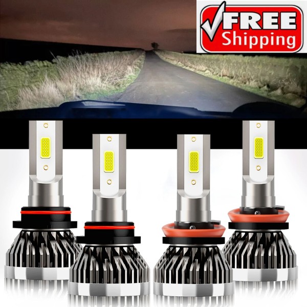 ENJOYAKOM 4x 9005 H11 LED Headlights Bulbs Combo High Low