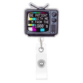 Kimoli Funny Nurse Badge Reel Cute Nursing TV Badge Reel Retractable Be Patient with Me I'm from The 1900's Id Card Holder with Clip for Doctor Medical Worker Healthcare Nurse Gifts