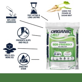 Ice Melt Safe for Concrete, Sidewalks, and Driveways – Pet-Friendly Snow Salt and Ice Melter – Organic Melt Granular De-Icing Product – Eco-Friendly, 10kg Bag (22 lbs)