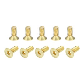 uxcell Flat Head Socket Cap Screws, M4-0.7 x 10mm Brass Inner Hex Drive Fasteners Bolts 24Pcs