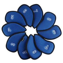 Andux Golf Club Head Covers for Irons Mesh Double Numbered Iron Covers with Embroidered Numbers 10pcs/set MT/S14 (Blue)