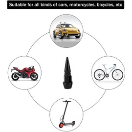 4Pcs [Aluminum Alloy] Spike Wheel Tire Valve Stem Car Truck Air Dust Covers(Black)