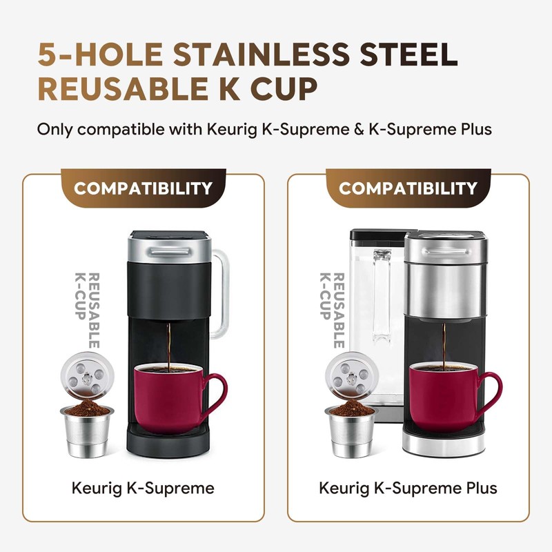 Stainless Steel Reusable K Cups for K eurig Supreme &