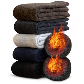 [Bafup] Men's Socks, Winter Thick, (Subzero Cold Protection, Extreme Heating of 38 °C), Wool Material, Wool Socks, 360° Heat Storage, Extra Thick Fleece Lining, Cold Protection, Thermal, Deodorizing,