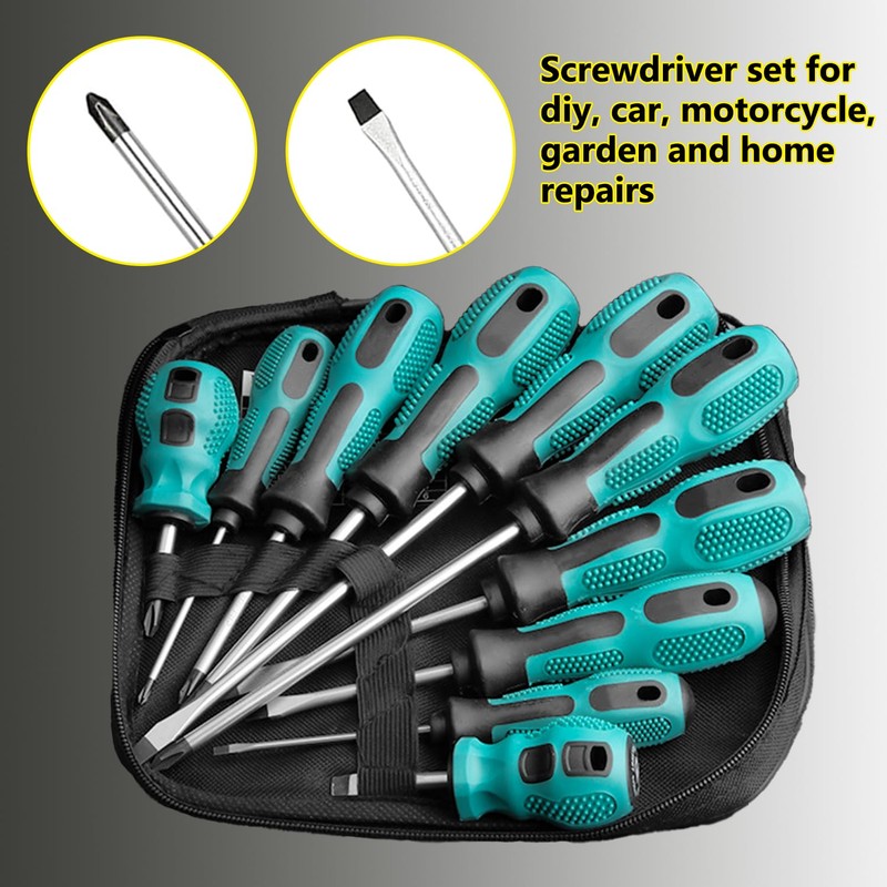 10-Piece Magnetic Phillips Screwdriver Set, Slotted Screwdriver, Screw Driver, Screwdriver