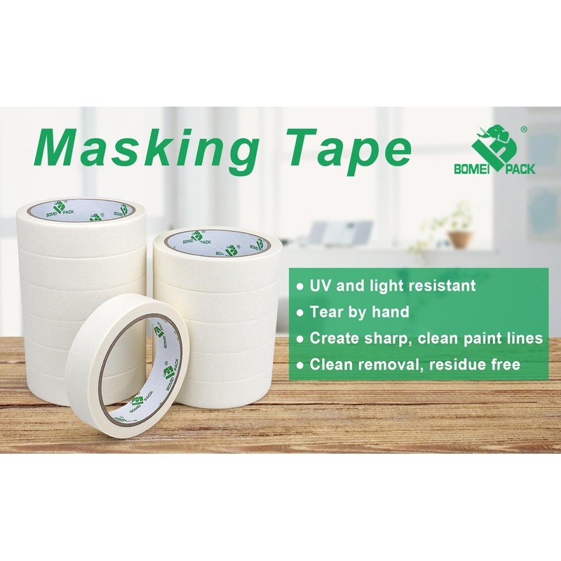 BOMEI PACK White Masking Tape Decorative Writable White Painters Tape