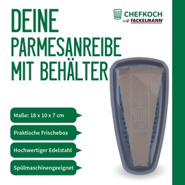 Chefkoch trifft Fackelmann Parmesan Grater with Container - Stainless Steel Blade, 2-in-1 Grater & Storage, Dishwasher Safe