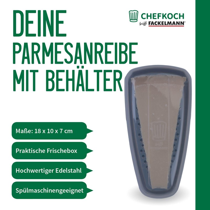 Chefkoch trifft Fackelmann Parmesan Grater with Container - Stainless Steel