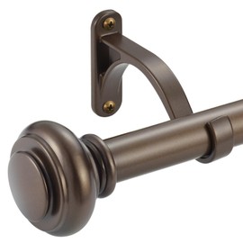 72-144 Inches Curtain Rods for Window, Vimayta 1 Inch Diameter Drapery Rod with Resin Finials, Ideal Adjustable Heavy Duty Single Curtains Rod for Bedroom, Living Room Decoration, Dark Bronze