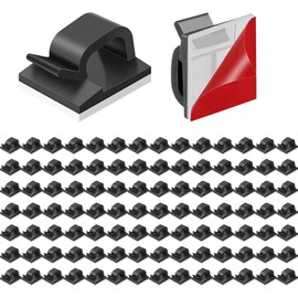 100 Piezas Organizador de Cables Escritorio，Clips Organizador de Cables Autoadhesivo，Grapas para Cable，Cable Organizer，Hacer Que la habitación parezca más Limpia (Negro)