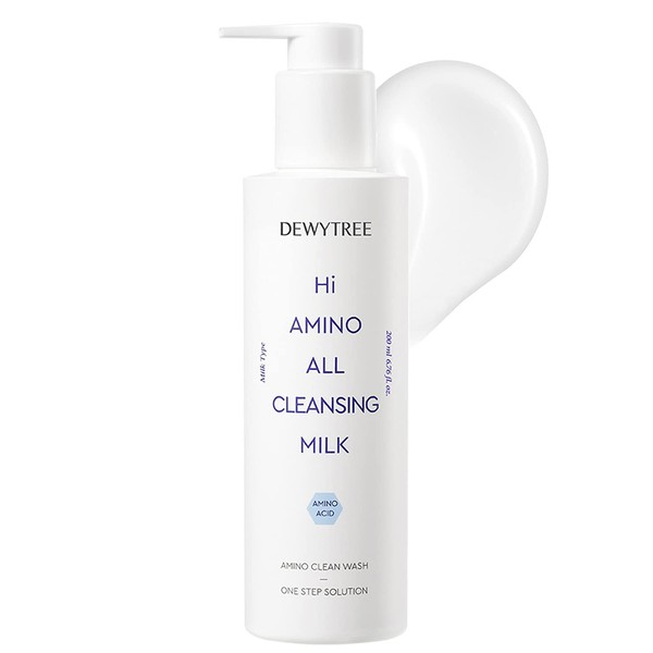 Dewytree Hi Amino All Cleansing Hypoallergenic Mild Cleansing Milk Lotion 200ml(6.76 fl.oz) - for Irritated Skin, Infused with Amino Acids, Moisturizing Facial Cleanser to Improve Skin Elasticity