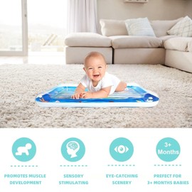 Zenovate Wassermatte Baby BPA Frei, wasserspielmatte Baby Spielzeug ab 3 6 9 Monate, Tummy Time Toys Bauchlage Spielzeug Baby Aqua Matte, Geschenke für Babys 0-6 monate