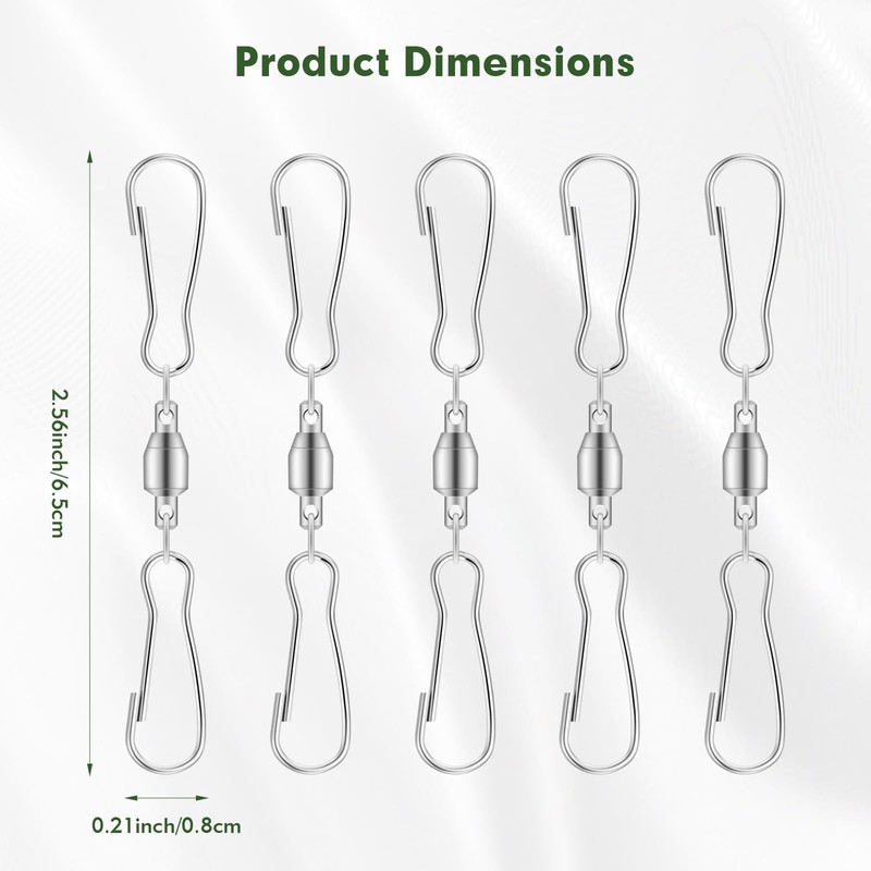 10Pcs Swivel Hooks for Wind Spinners, Stainless Steel 360 Degree
