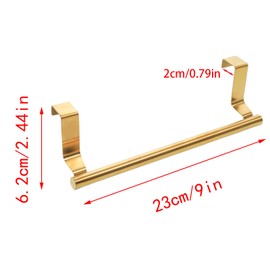 Pocoxll 2 Pack Gold Towel Holder, 9 Inch Stainless Steel Towel Holders, Kitchen Towel Rack, Over Cabinet Door Towel Bar, Suitable for Universal Installation in Kitchens and Bathrooms(Small)